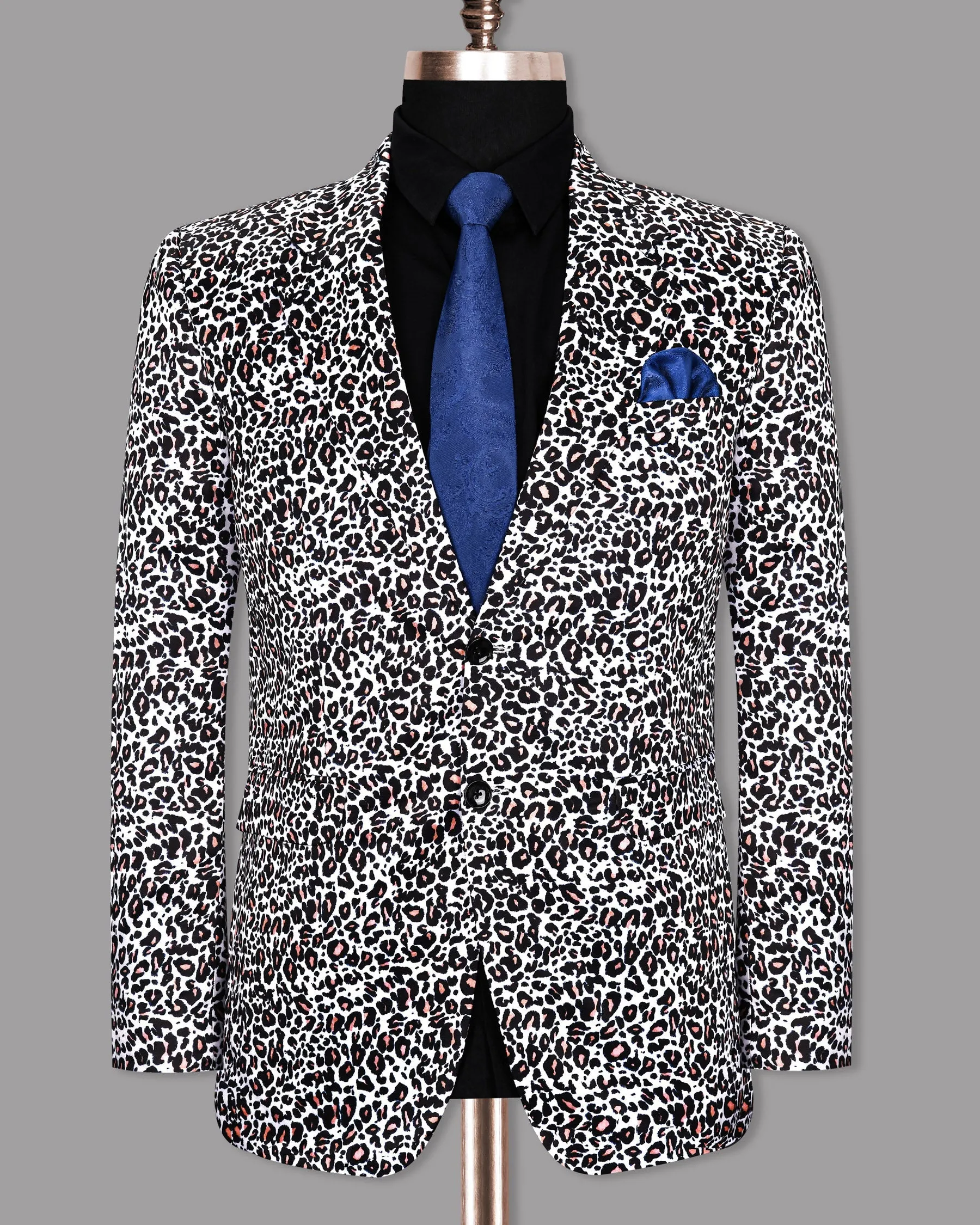 White with Black and Petite Cheetah Print Super Soft Premium Designer Blazer