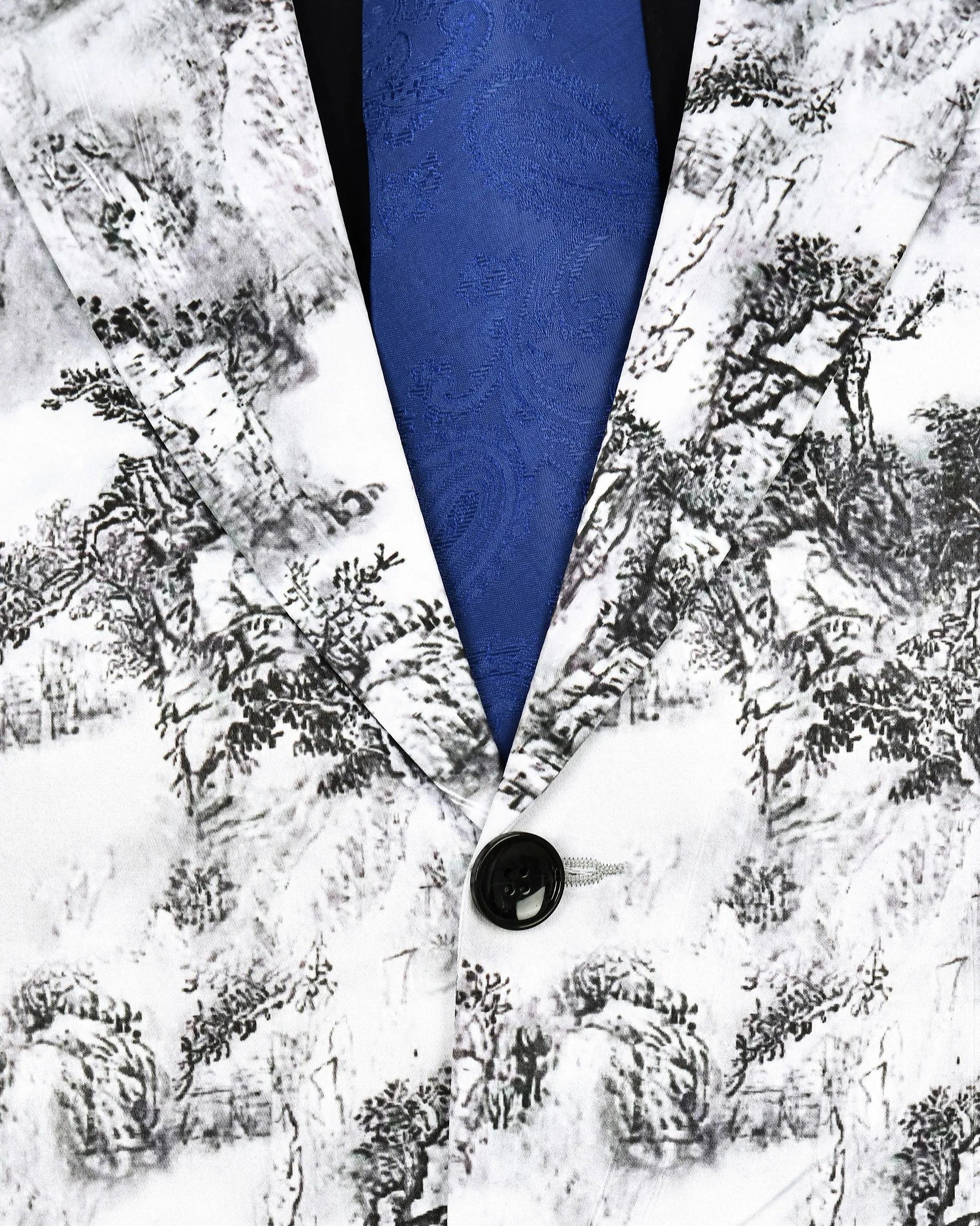 White with Black Jungle art Super Soft Premium Designer Blazer