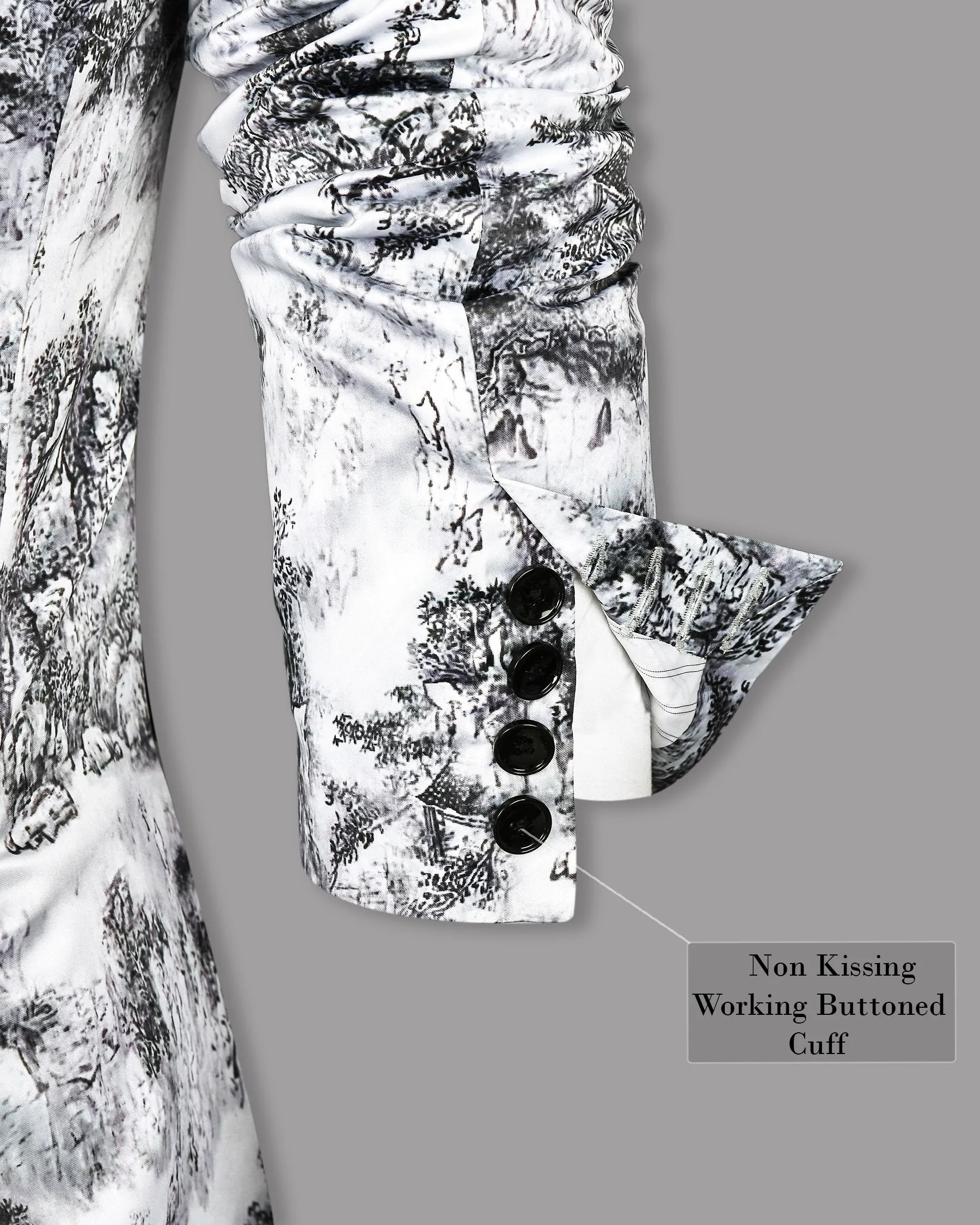 White with Black Jungle art Super Soft Premium Designer Blazer