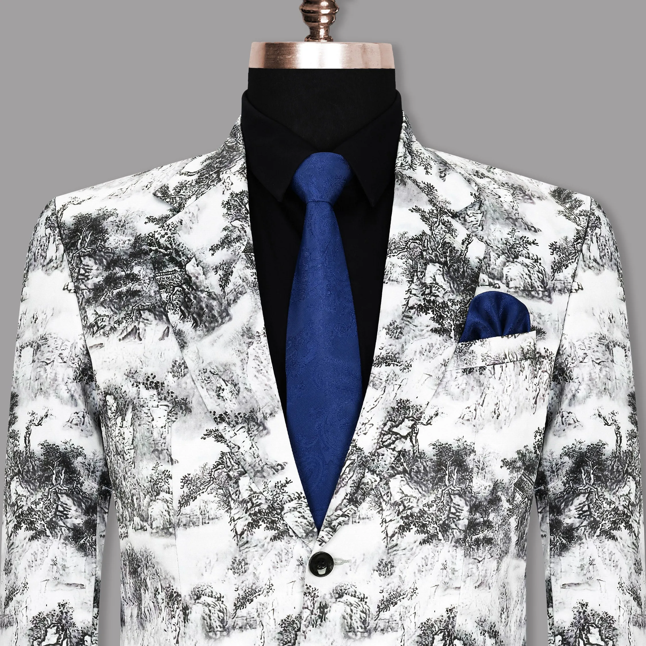 White with Black Jungle art Super Soft Premium Designer Blazer