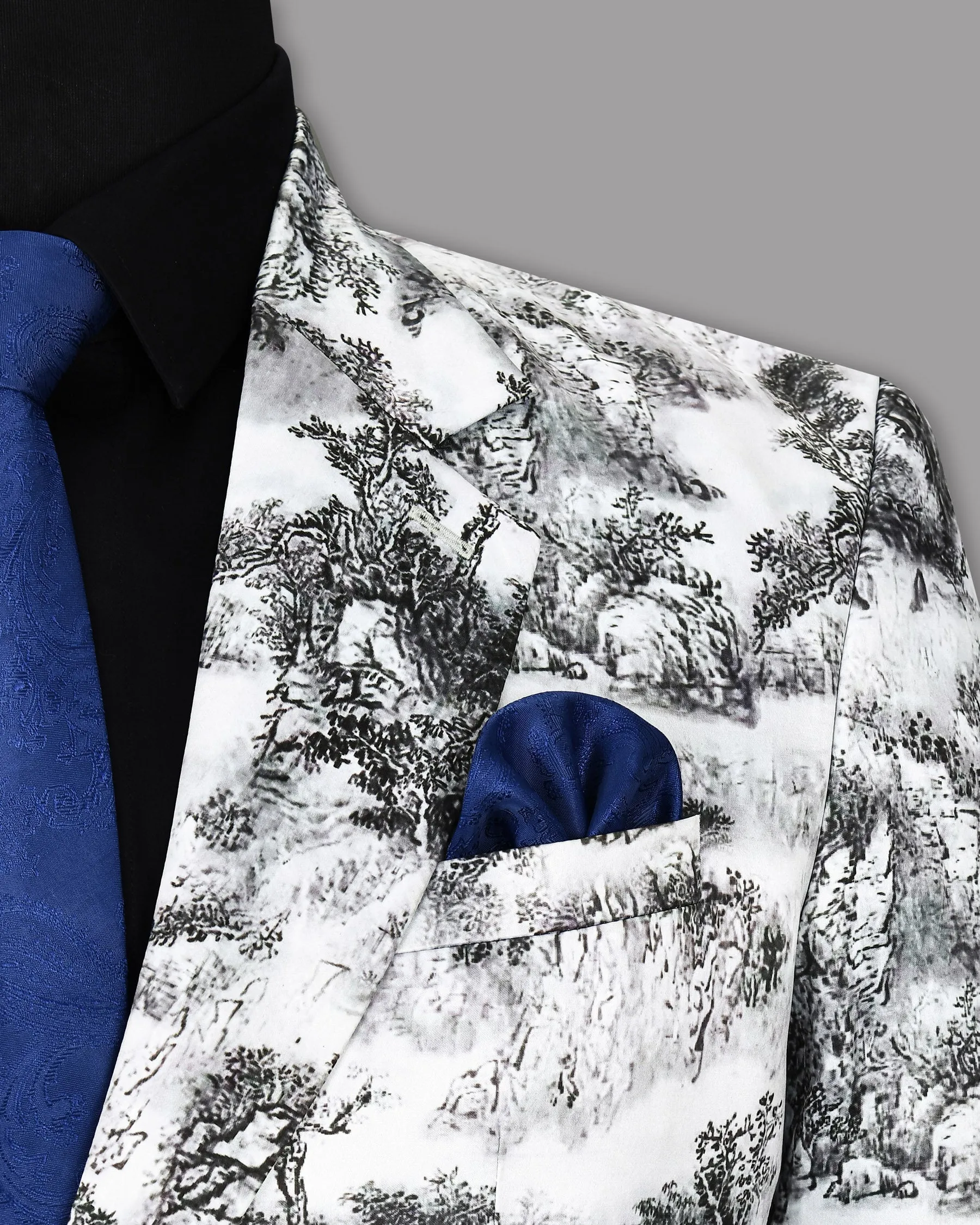 White with Black Jungle art Super Soft Premium Designer Blazer