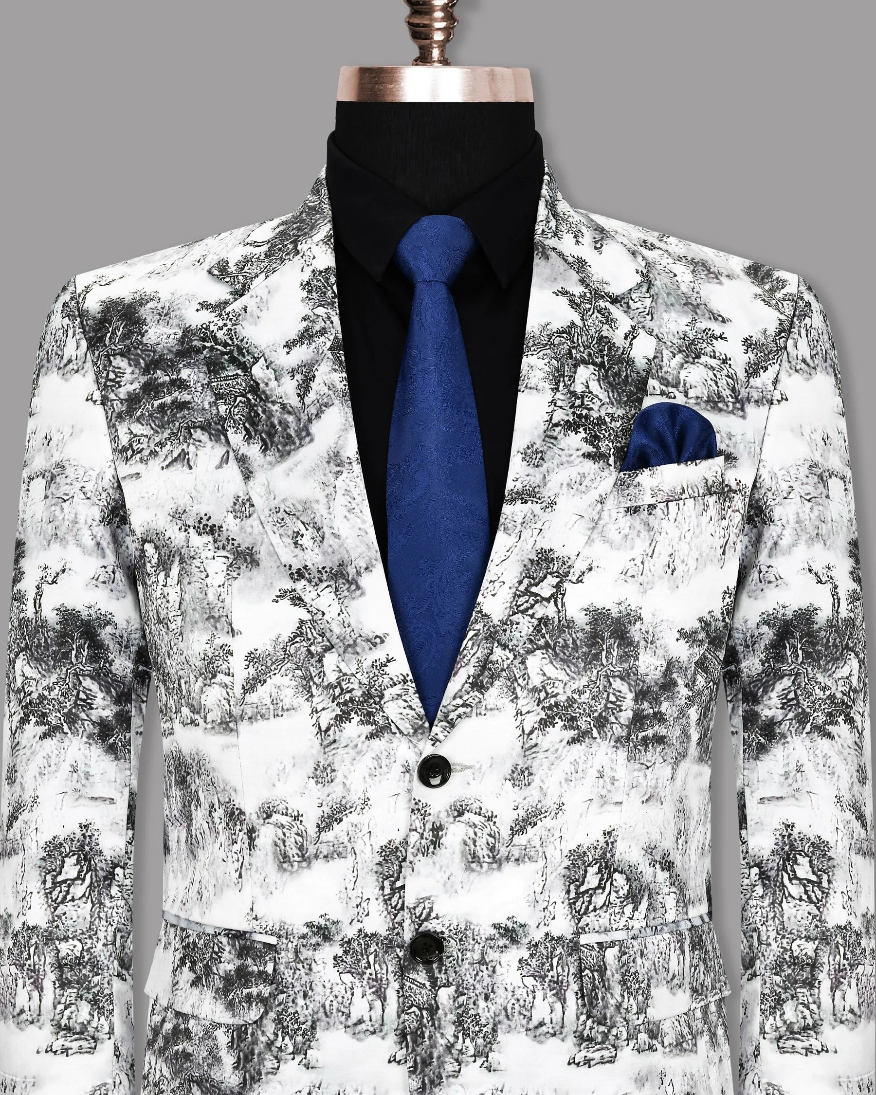 White with Black Jungle art Super Soft Premium Designer Blazer