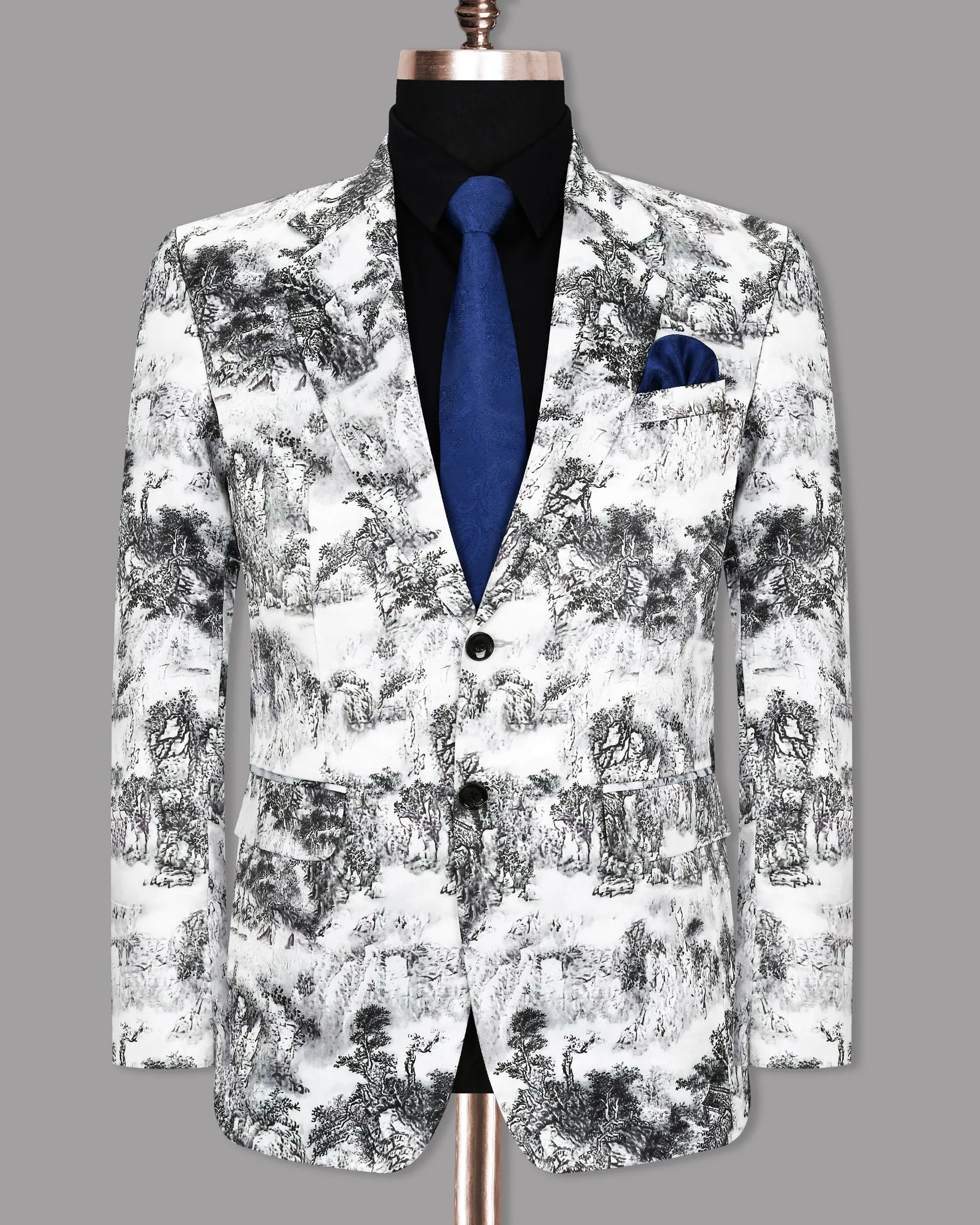 White with Black Jungle art Super Soft Premium Designer Blazer