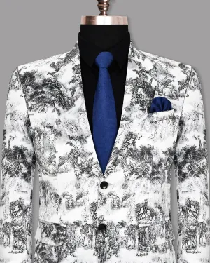 White with Black Jungle art Super Soft Premium Designer Blazer