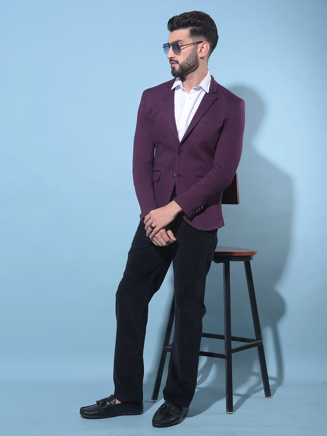 Wine Single-Breasted Blazer