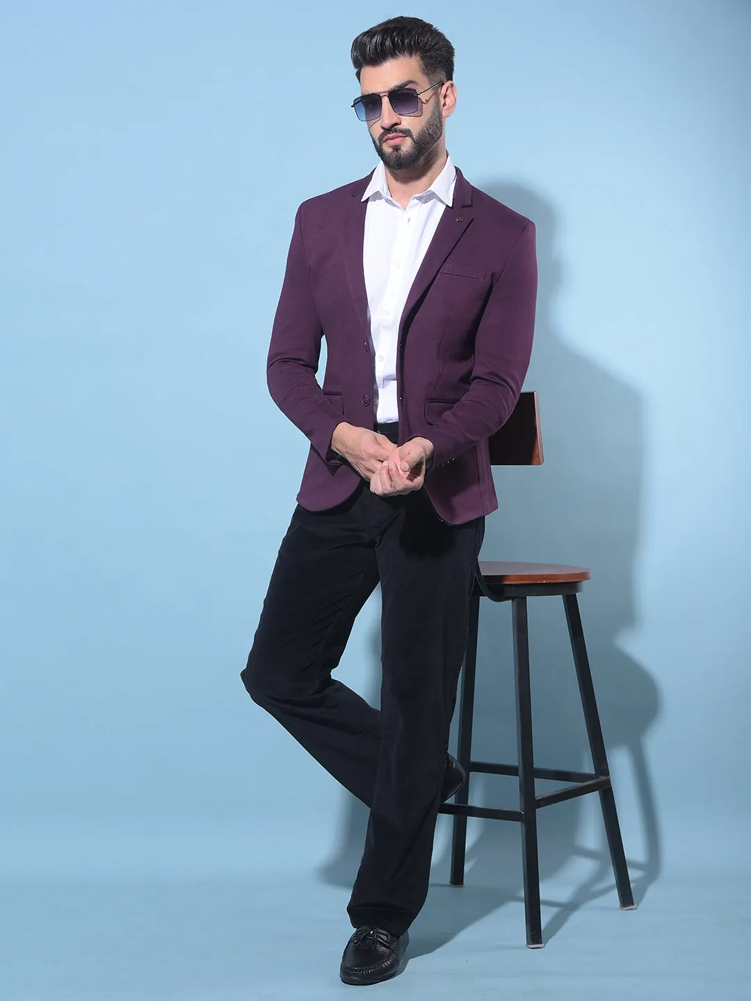 Wine Single-Breasted Blazer