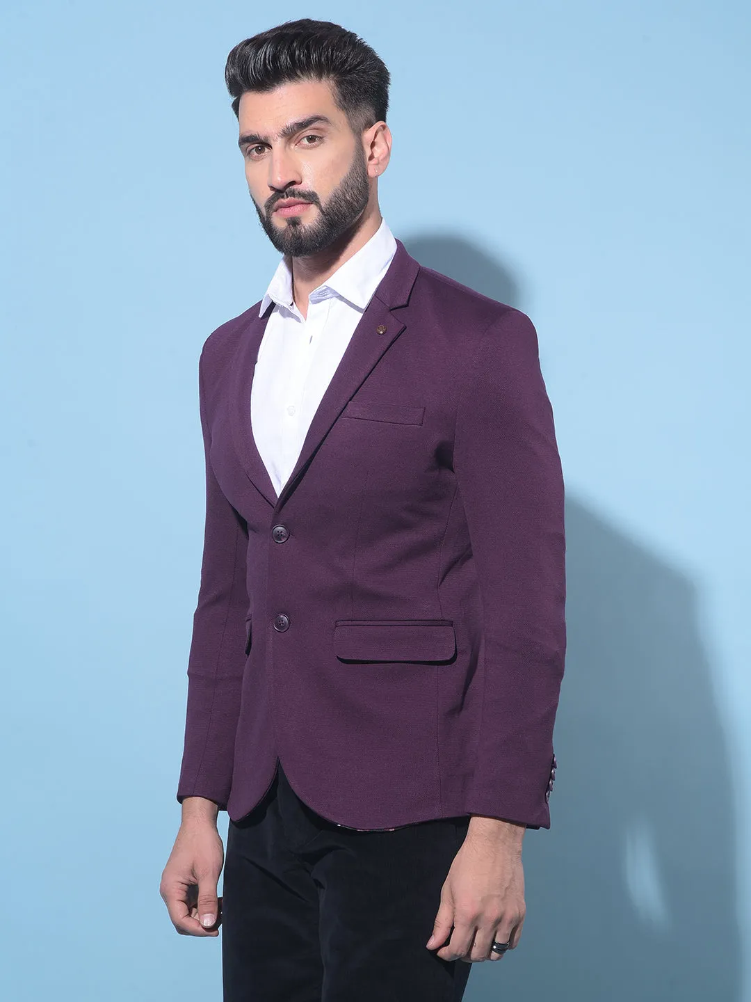 Wine Single-Breasted Blazer