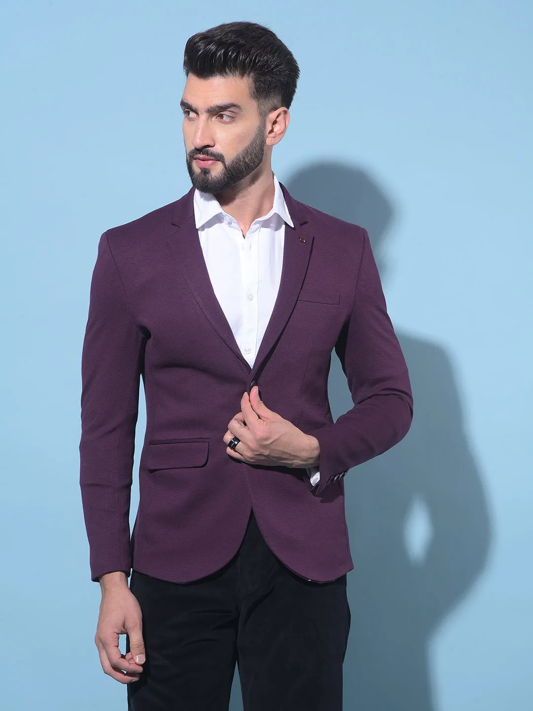 Wine Single-Breasted Blazer