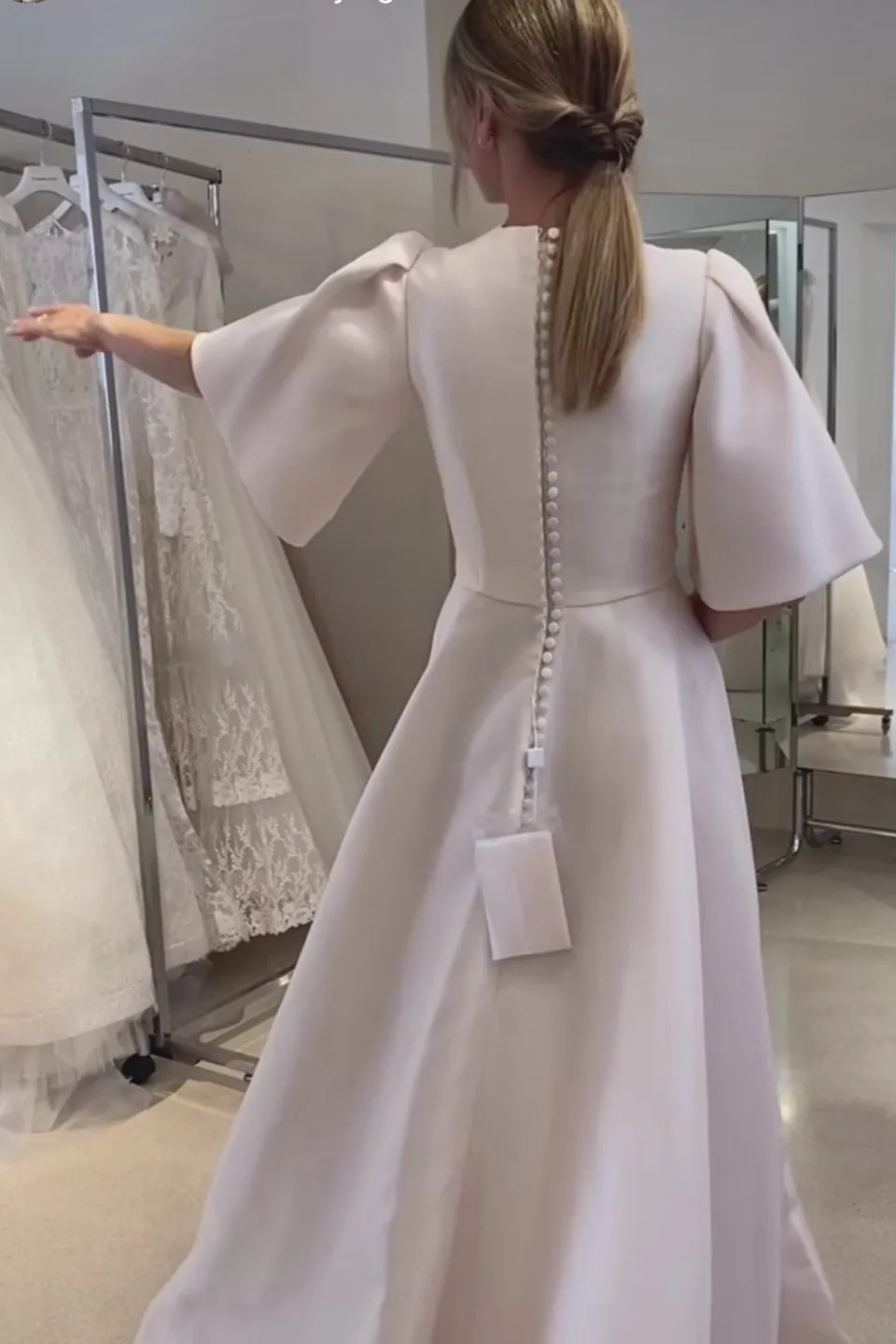 Women Modest Wedding Dresses with Trumpet Sleeves