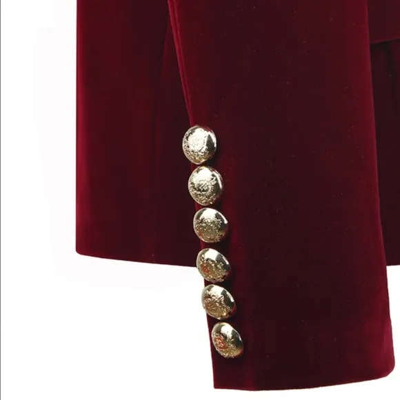 Women Slim Velvet Blazer Jacket Double Breasted Simple Lady Blazers
