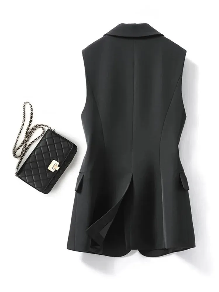 Women's Lapel Collar Vest Coat
