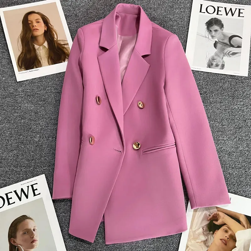 Women'S Long Sleeve Blazers Pocket Classic Style Solid Color