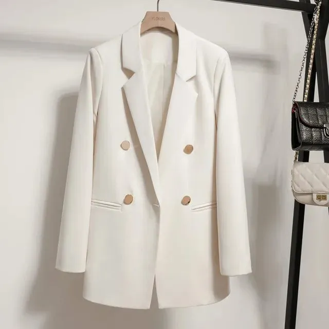 Women'S Long Sleeve Blazers Pocket Classic Style Solid Color