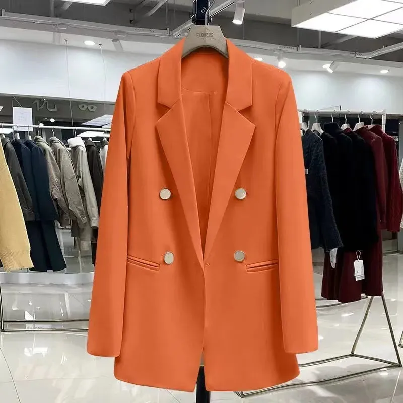 Women'S Long Sleeve Blazers Pocket Classic Style Solid Color