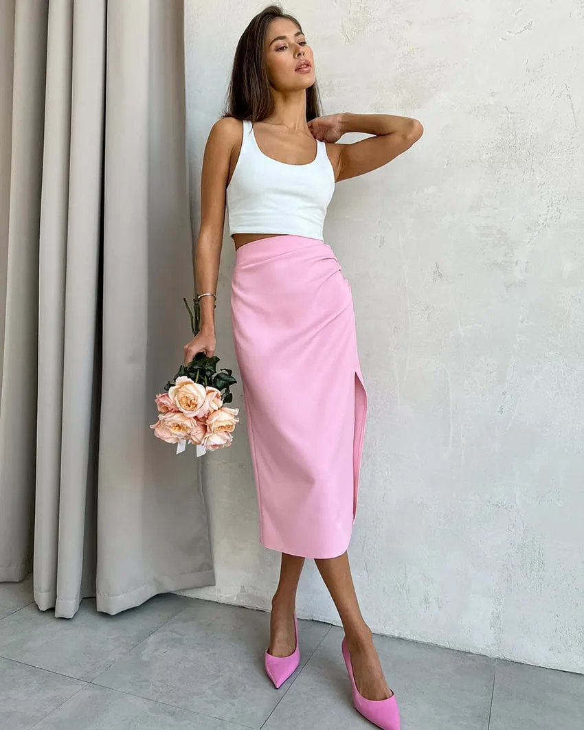 Women's Side Slit Bodycon Midi Skirt - Buy two and get free shipping!