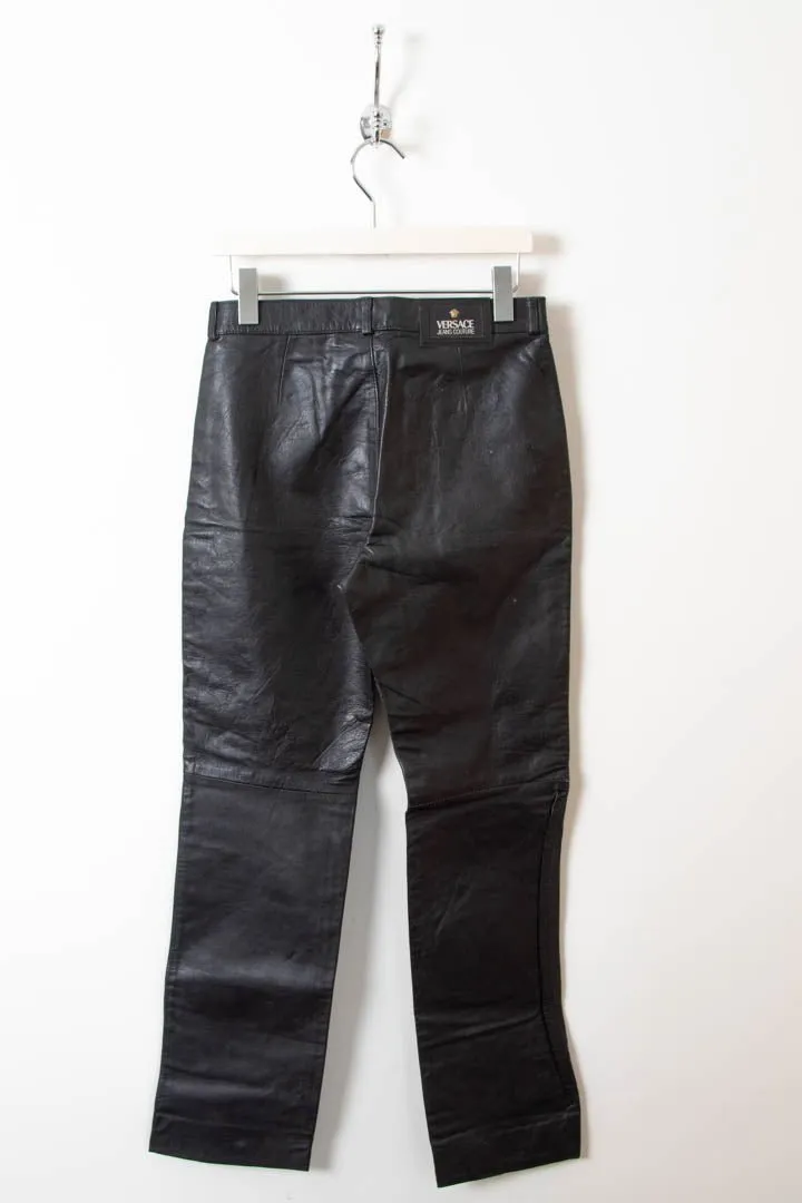 Women's Versace High Waisted Leather Trousers (8)