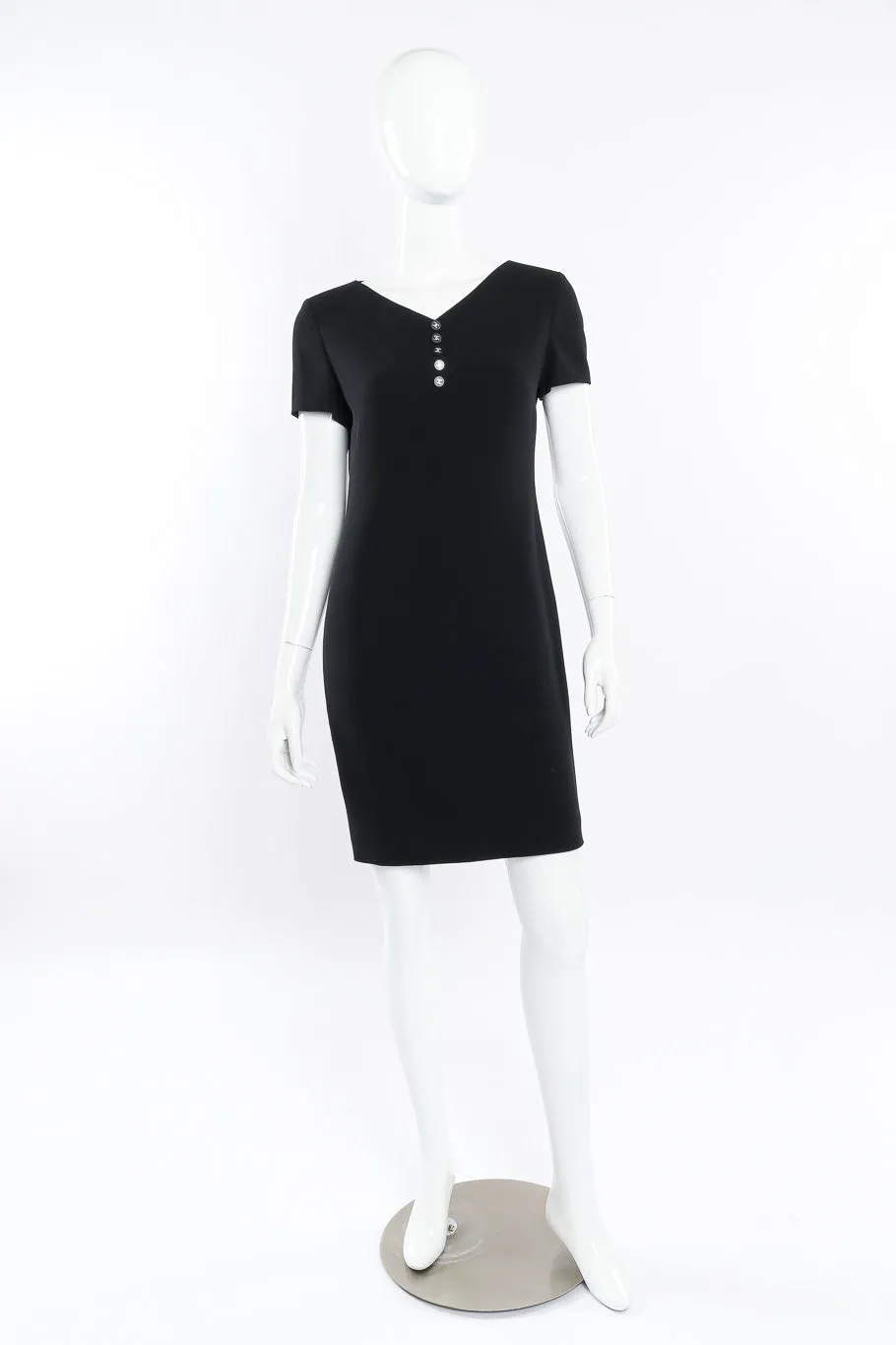 Wool Logo Button Mini Dress