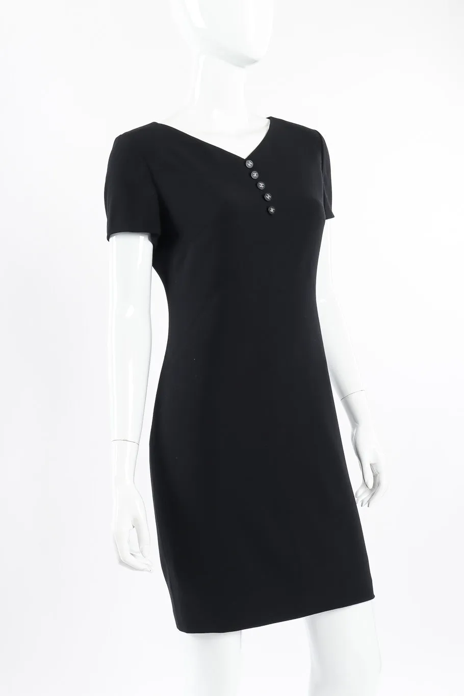 Wool Logo Button Mini Dress
