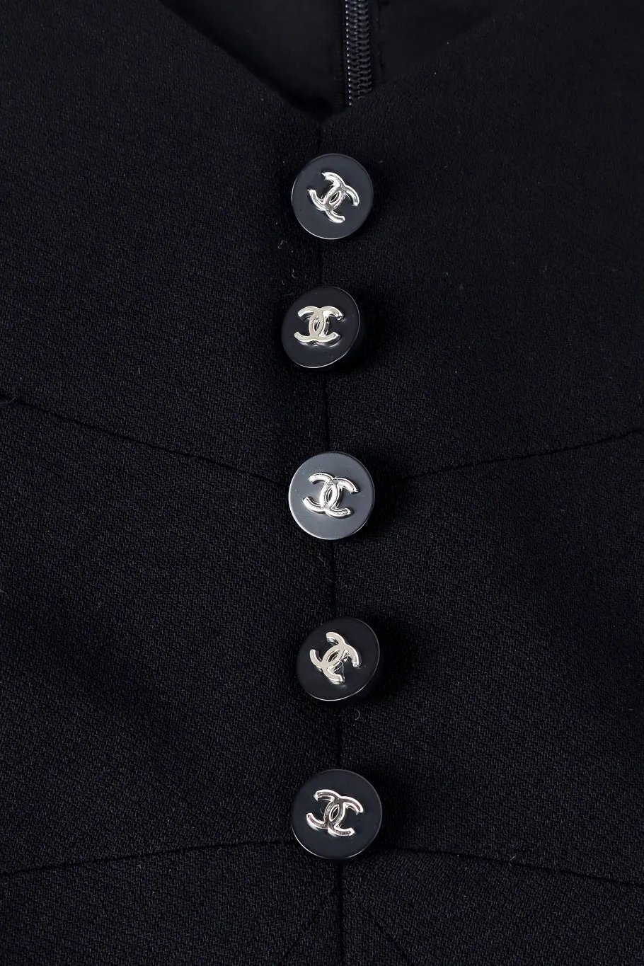 Wool Logo Button Mini Dress