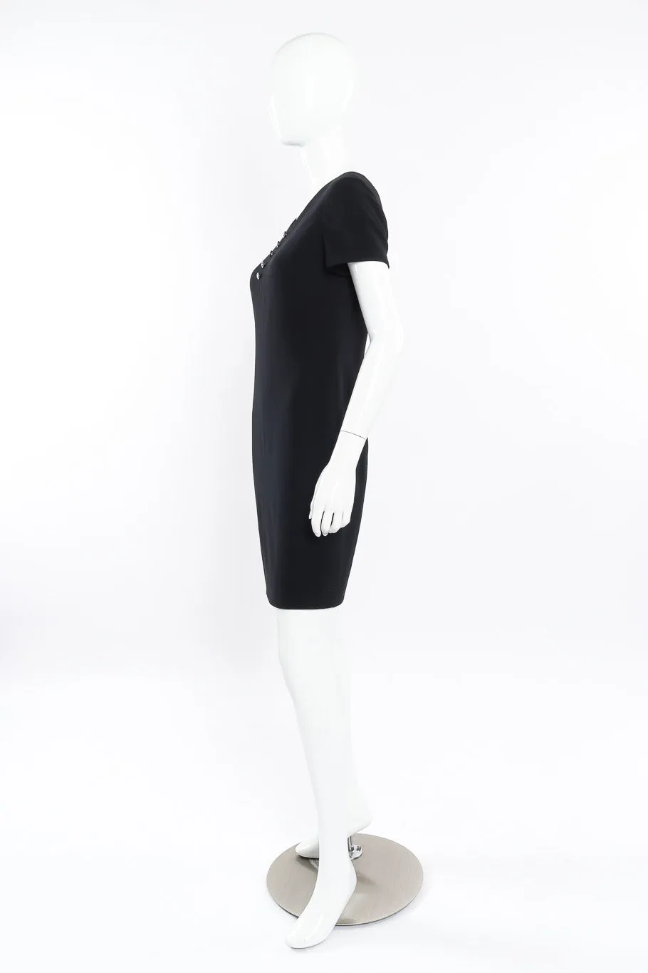 Wool Logo Button Mini Dress
