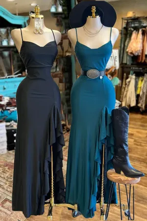 Wrapped Cami Formal Slit Dress