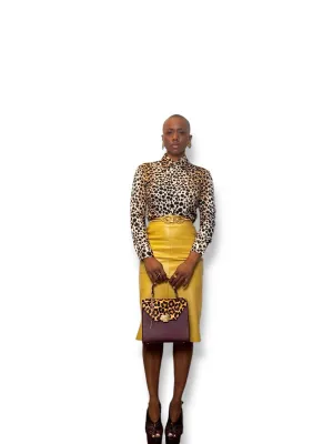 Y2K Barney’s Co op Leather Skirt with Zip Slits
