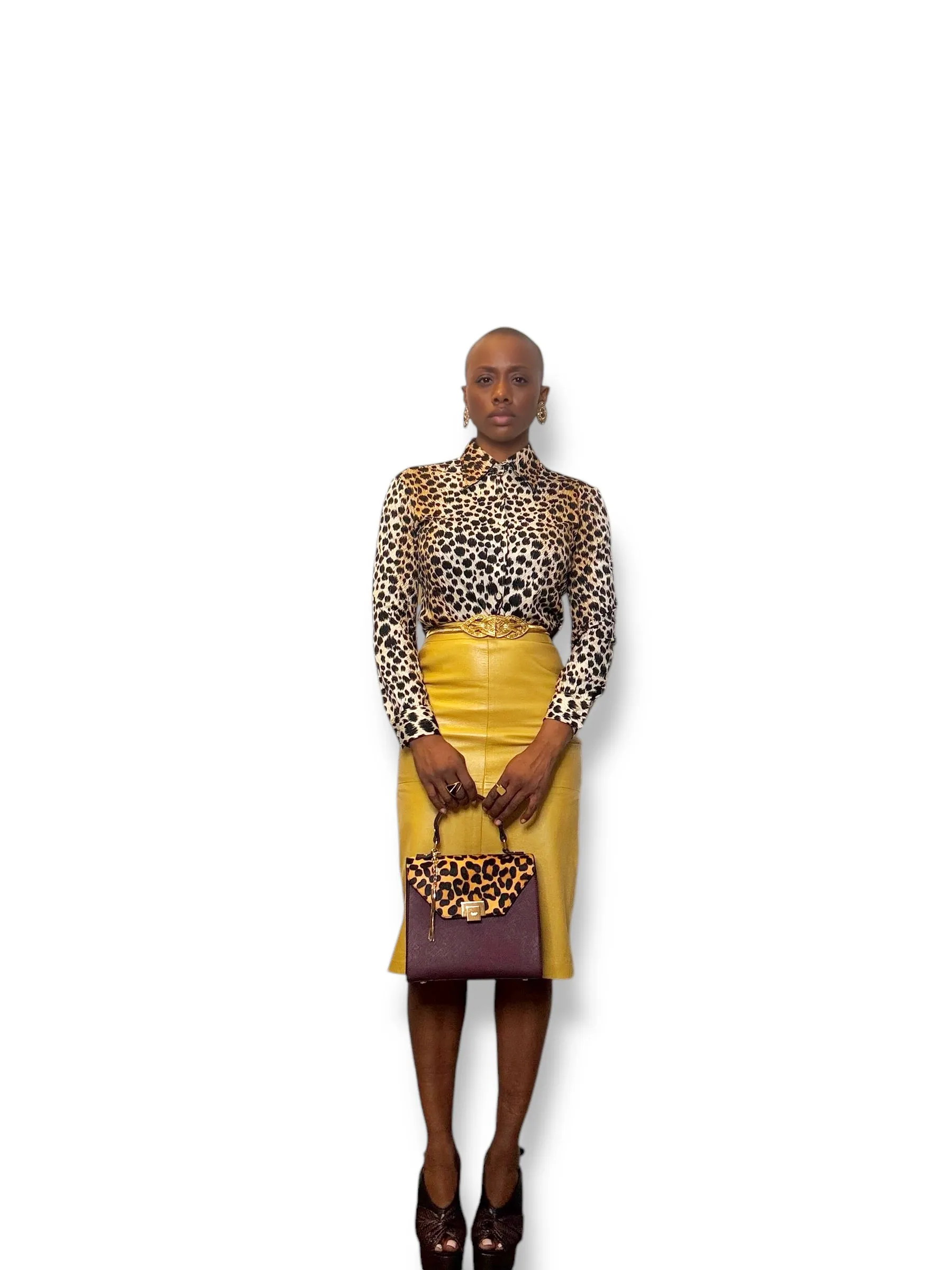 Y2K Barney’s Co op Leather Skirt with Zip Slits