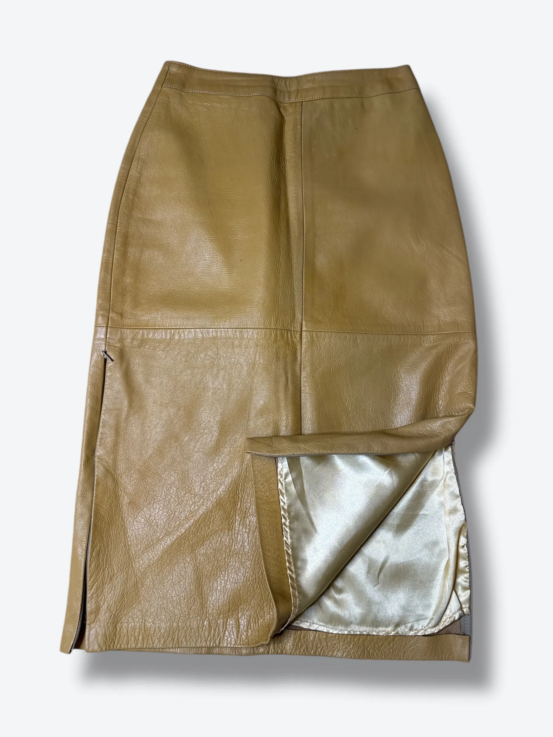 Y2K Barney’s Co op Leather Skirt with Zip Slits
