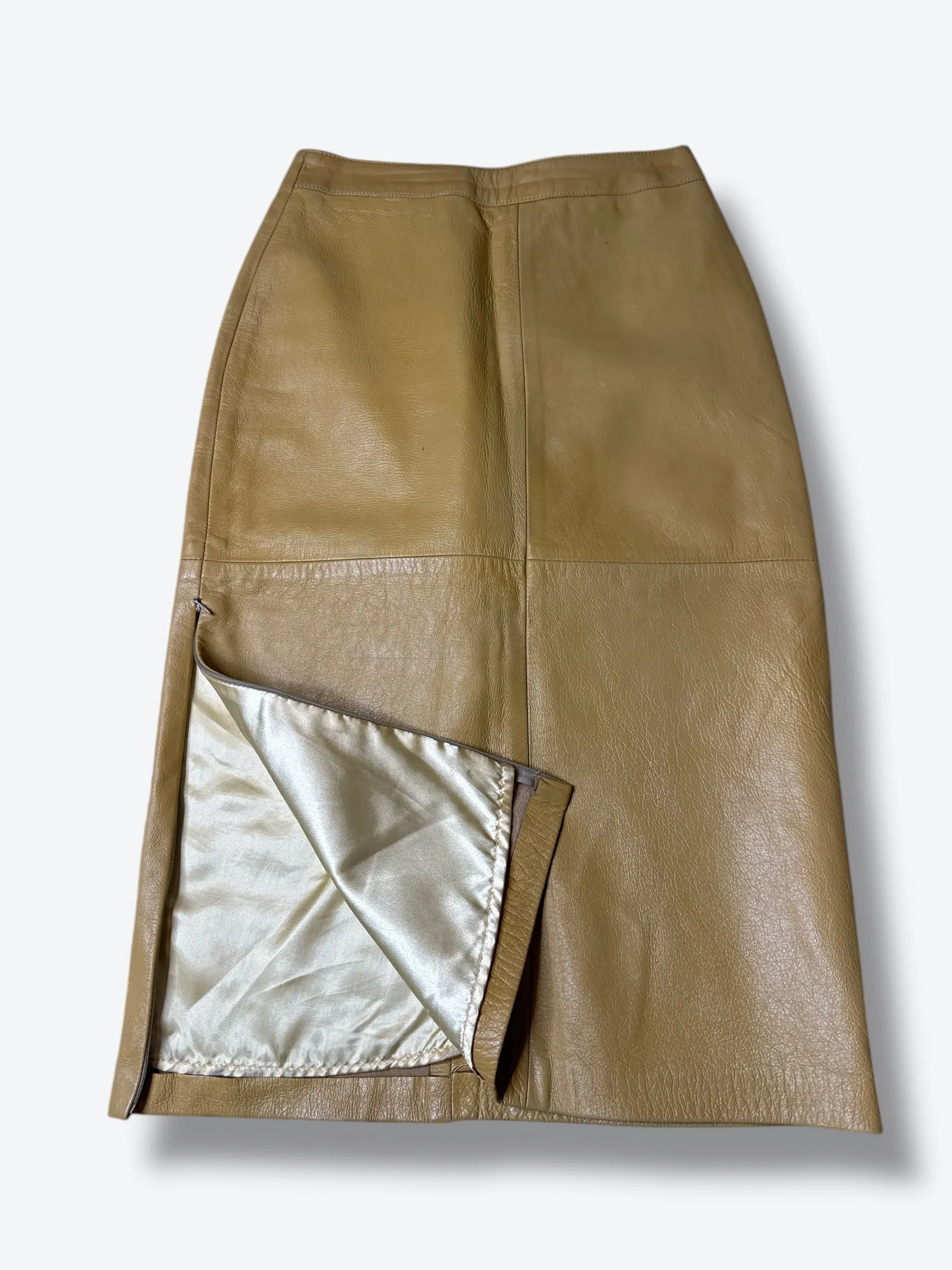 Y2K Barney’s Co op Leather Skirt with Zip Slits