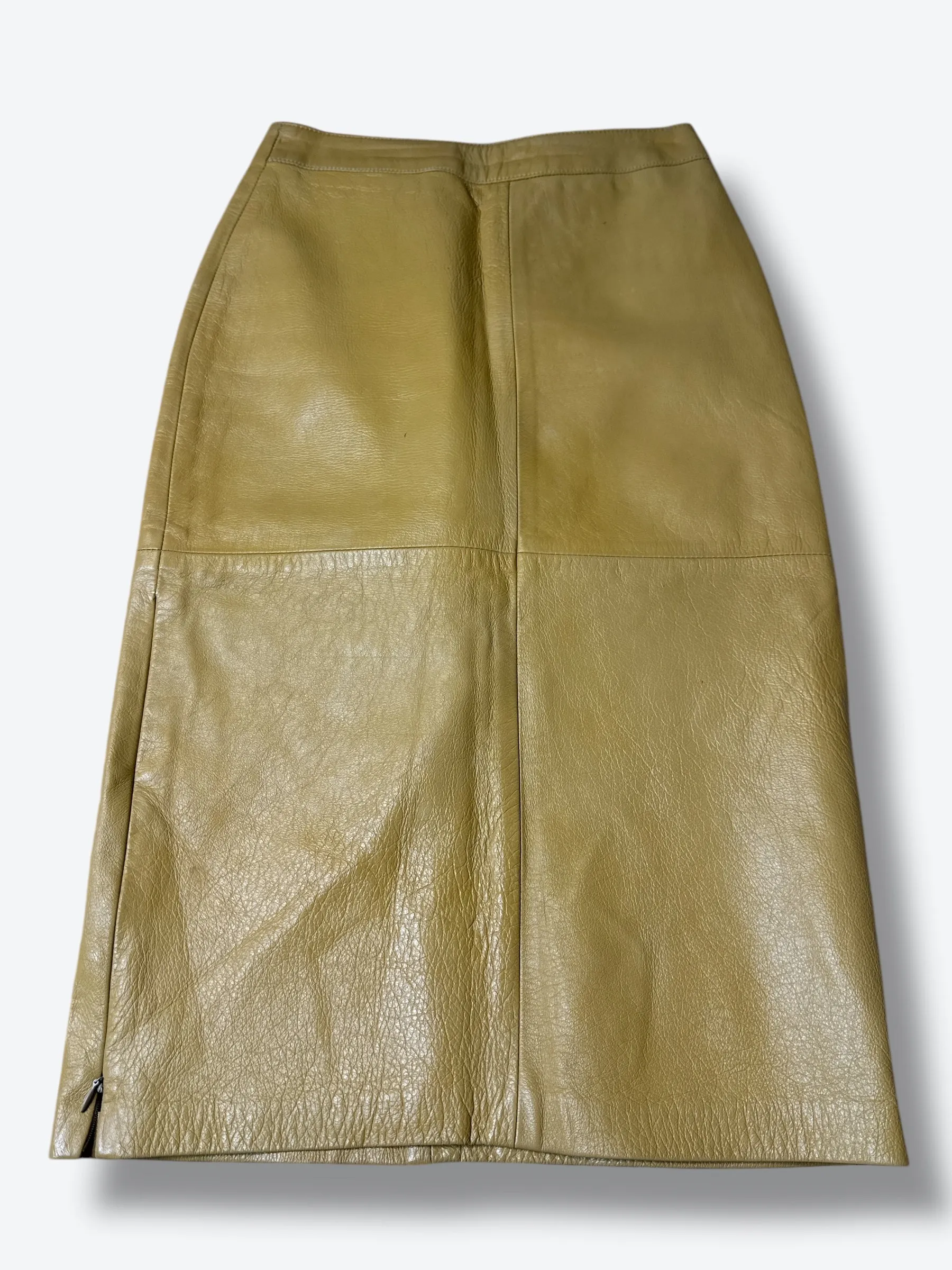 Y2K Barney’s Co op Leather Skirt with Zip Slits
