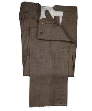 ZANELLA - Medium Brown Textured Fabric “Devon” Flat Front Dress Pants - 34W