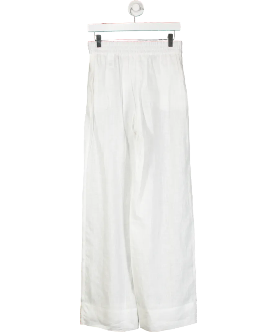 ZARA White Linen Straight Leg Trousers UK S