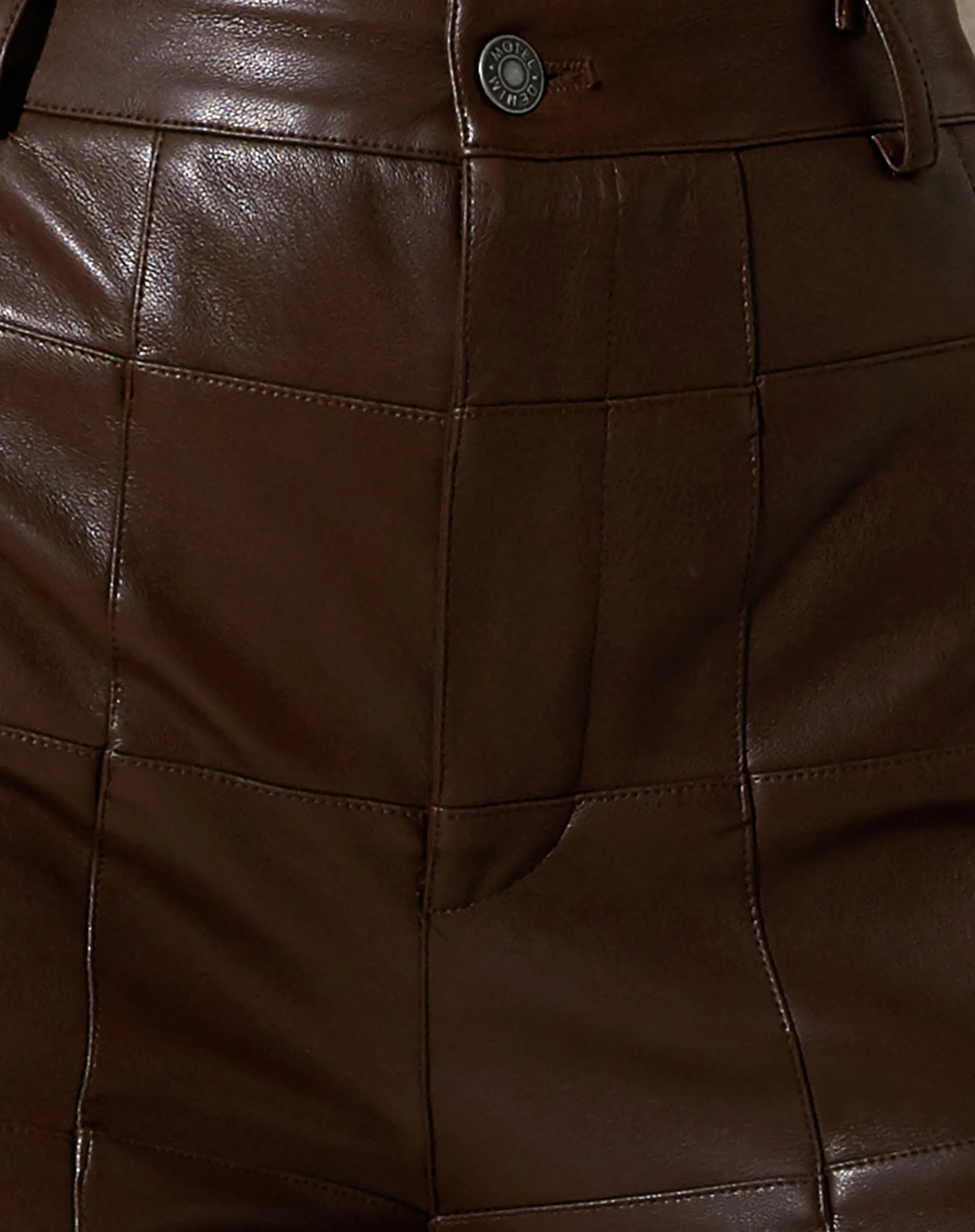 Zolo Trouser in PU Patchwork Choco Brown