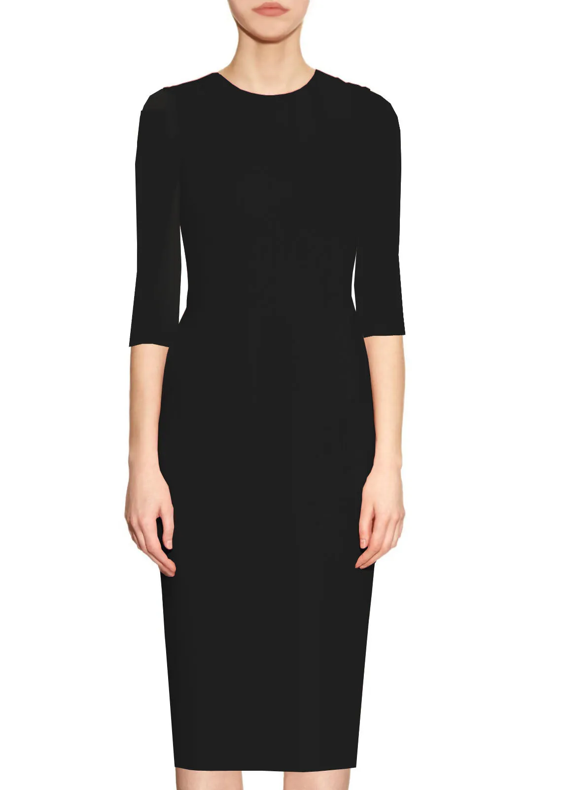 Zurich Gray Sheath Dress with 3/4 Sleeves - High Quality