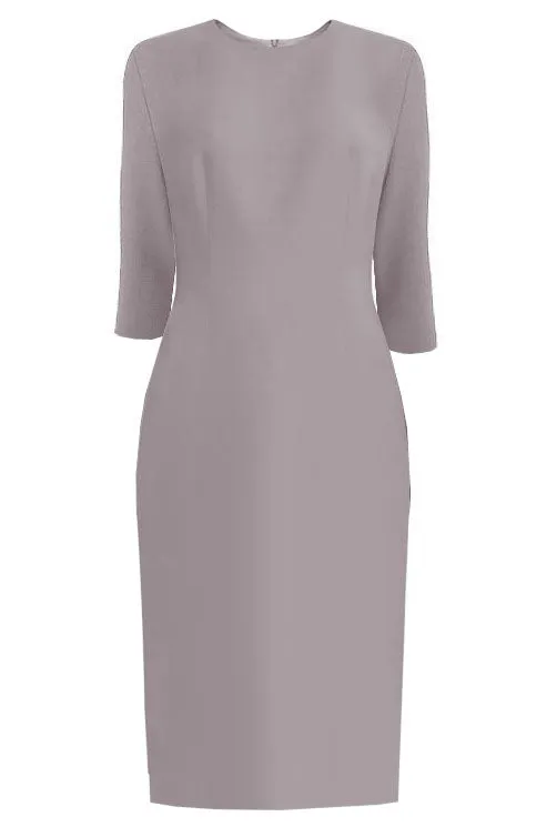 Zurich Gray Sheath Dress with 3/4 Sleeves - High Quality